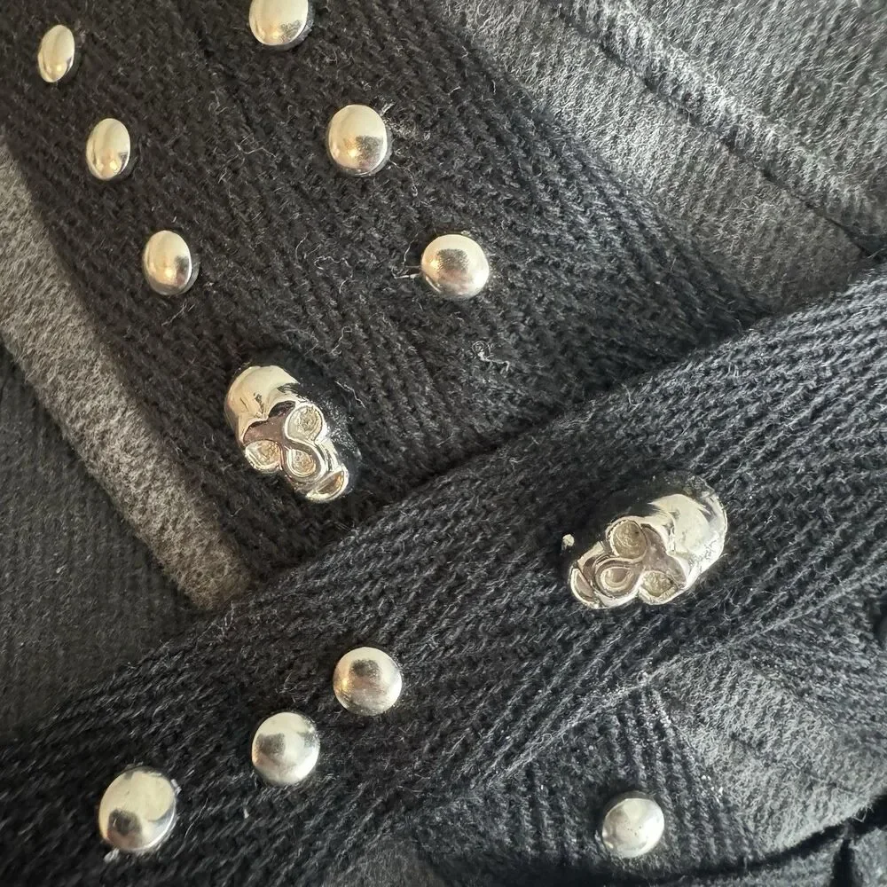 Hot Topic Star Skull Stud Cadet Hat Gray Black Studded Military Cap Adjustable